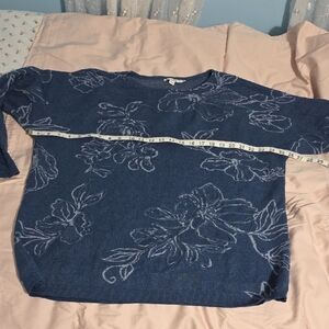 Chico's Denim Blue Embroidered Sweater